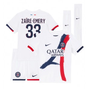 Paris Saint-Germain Warren Zaire-Emery #33 Dětské Venkovní dres komplet 2024-25 Krátký Rukáv (+ trenýrky)